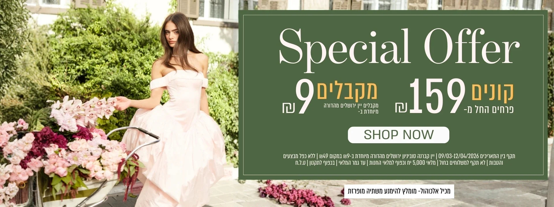 קונים ממגוון הזרים לפסח ב 159 ש"ח ומקבלים בקבוק יין קברנה סוביניון ב 9 ש"ח בלבד