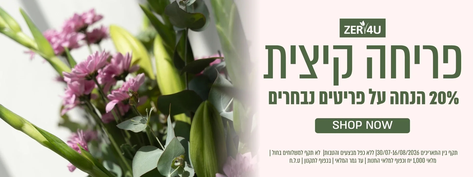 20% הנחה על מגוון מוצרים עכשיו באתר