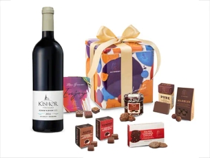 מארז שוקולד בשילוב בקבוק יין אדום יוקרתי ZER4U