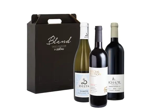 מארז שלישיית יינות:למדא בלנד לבן דלתא, כישור אדום וקברנה סוביניון אדיר