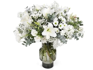 זר פרחים מרהיב 'טוהר בלבן'