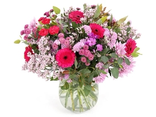 זר פרחים 'קטיפה' בגווני ורוד