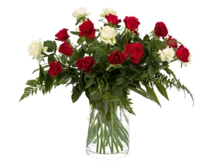 זר ורדים רומנטי אדום לבן ZER4U