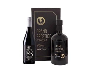 מארז שמן זית משובח, בשילוב בקבוק יין אדום מיקב בזלת הגולן