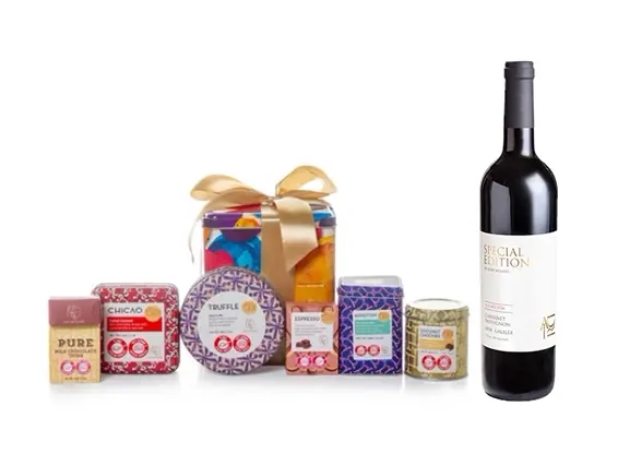 מארז שוקולד משבט המאיה בשילוב בקבוק יין קברנה סוביניון אדיר